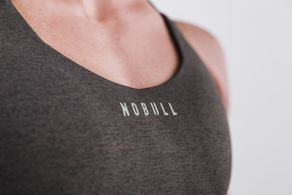 Nobull Pace Plush Heather Women's Sports Bras Coffee | Australia (KU6719)